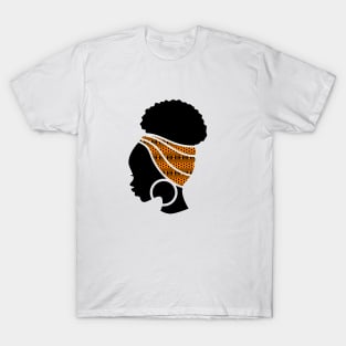 Afro Hair Woman with African Pattern Headwrap T-Shirt